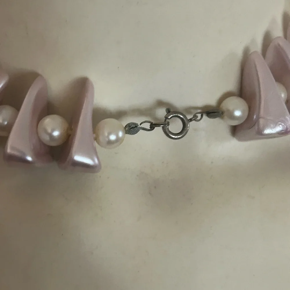 Vintage Chunky Lilac & Pearl Bead Choker Necklace